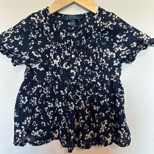 Polo Ralph LaurenFloral Cotton Dobby Top girls size 5 navy